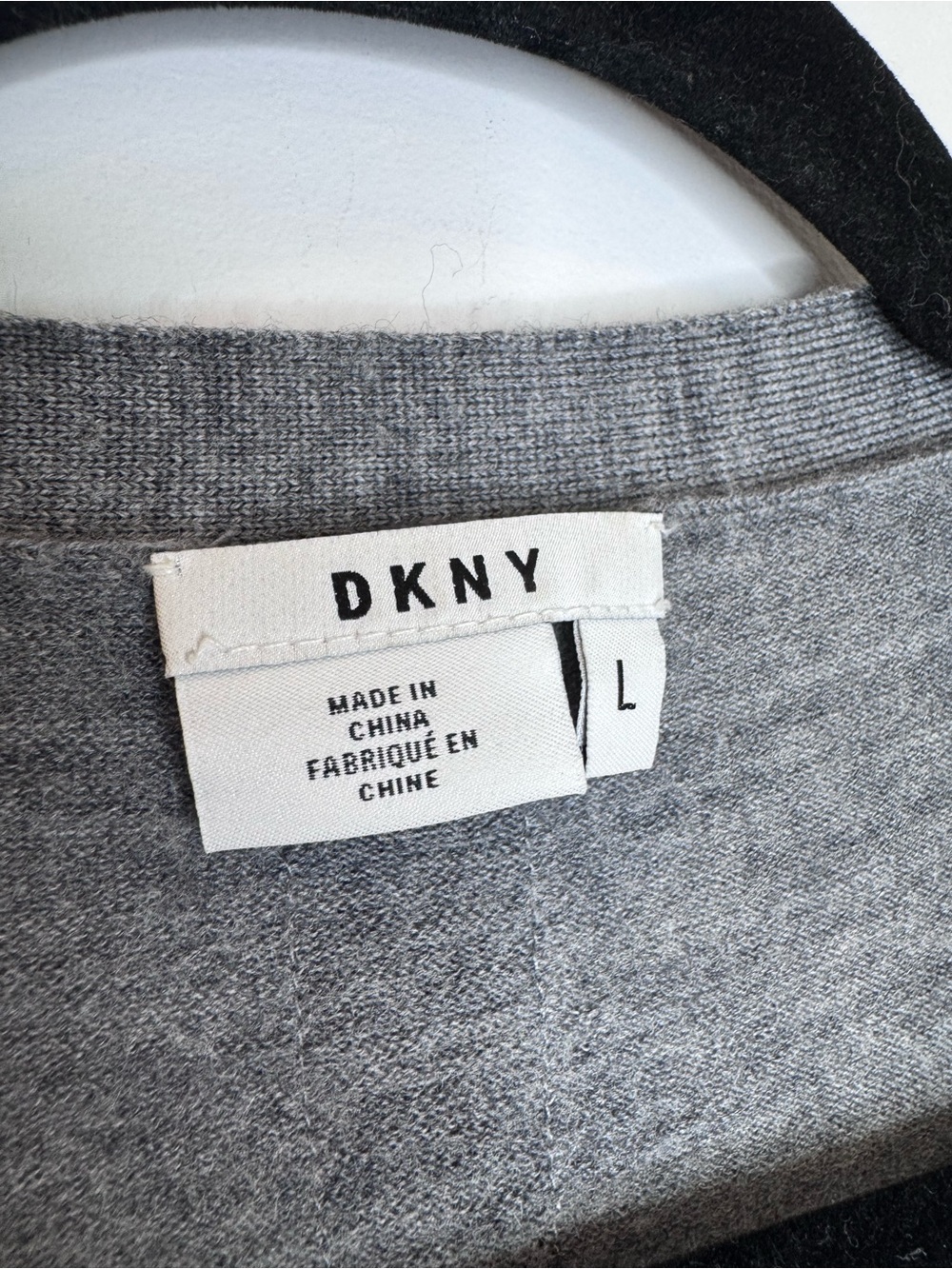 DKNY merino wool Long Gray Open-Front Women's Cardigan sz large - Picture 4 of 9